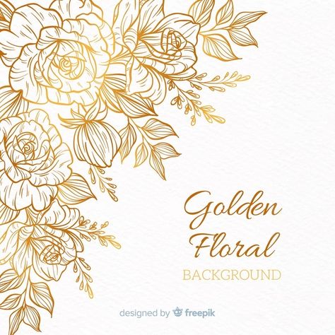 Golden floral background Premium Vector | Premium Vector #Freepik #vector #background #flower #floral #floral-background Golden Floral Background, E Flowers, Wedding Invitation Background, Background Flower, Floral Stationery, Invitation Background, Themed Wedding Invitations, Wedding Ornament, Floral Logo