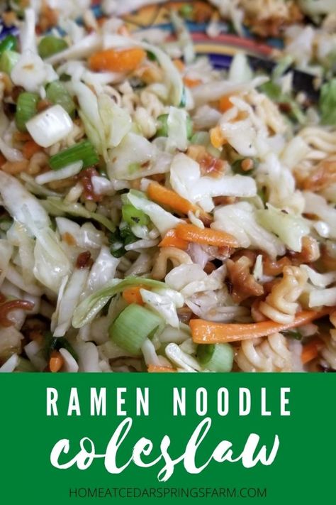 Coleslaw With Ramen Noodles, Using Ramen Noodles, Ramen Coleslaw, Asian Coleslaw, Coleslaw Recipe Easy, Coleslaw Salad, Easy Side Dish, Cookout Food, Coleslaw Mix