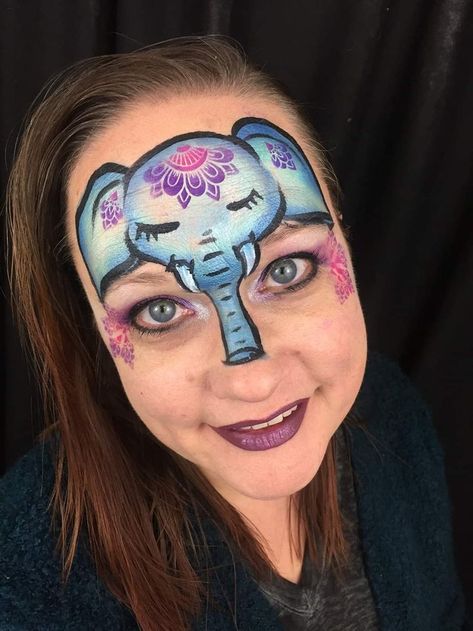 Elephant face painting | Face painting, Face painting halloween, Face painting designs Monkey Facepainting, Elephant Facepainting, Animal Face Paint Ideas For Kids, Elephant Face Painting, Elephant Face Paint, Monkey Face Paint, Bear Face Paint, Halloween Face Painting, Animal Face Paintings