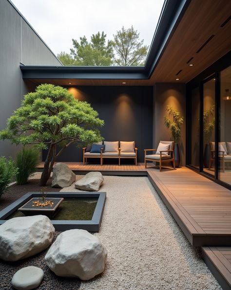 Escape to a serene Japanese oasis in your own backyard! This tranquil courtyard design will transport you to a peaceful zen retreat. https://www.gardenbliss.com/japanese-inspired-courtyard

Discover more inspiring garden design ideas at Garden Bliss! Click here to #homeandgarden #betterhomesandgardens #homegardening #homesandgardens #homegarden #gardenhome #gardeningathome Japanese Garden Small Space, Japanese Garden Courtyard, Japanese Inspired Backyard, No Deck Backyard Ideas, Home Japanese Garden, Outdoor Japanese Garden, Japanese Contemporary House, Zen Garden Small Spaces, Japanese Garden Front Yard