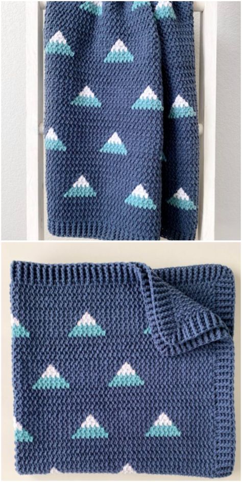 Mountain Granny Square, Mountain Crochet Pattern, Crochet Baby Boy Blanket, Mountain Baby Blanket, Mountain Crochet, Crochet Patterns Ideas, Crazy Crochet, Baby Boy Crochet Blanket, Crocheted Stuff