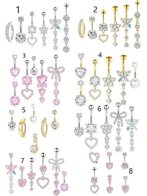 6pcs Dangle Belly Button Rings Piercing Jewelry For Women Stainless Steel Dangling 14g Belly Ring Pack With Heart Navel Piercing Body JewelryI discovered amazing products on SHEIN.com, come check them out! Navel Piercing, Button Rings, Navel Rings, Belly Ring, Belly Rings, Jewelry For Women, Belly Button, Piercing Jewelry, Amazing Products