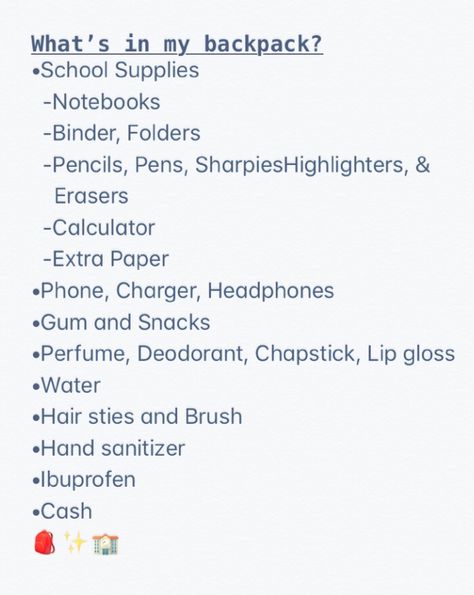 High School Supply List, School Packing, Schul Survival Kits, Backpack List, High School Prep, High School Supplies, Middle School Essentials, School Backpack Essentials, What's In My Backpack