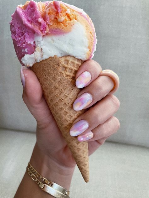 Sherbert Nails Summer, Sherbet Nails, Sherbert Nails, Orange Sherbet Nails, Rainbow Sherbet Aesthetic, Sorbet Nails, Sea Nails, Palm Tree Nails, Cute Nail Colors