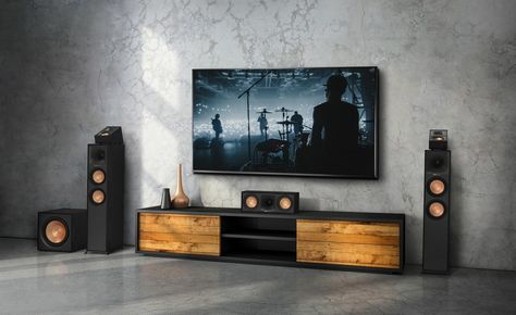 Find out the upgrades for Reference 2022 speakers! Klipsch Home Theater, Tv Table Ideas, Nintendo Switch Black, Klipsch Speakers, Cinema Rooms, Living Room Home Theater, Home Theater Sound System, Hifi System, Basement Home Theater