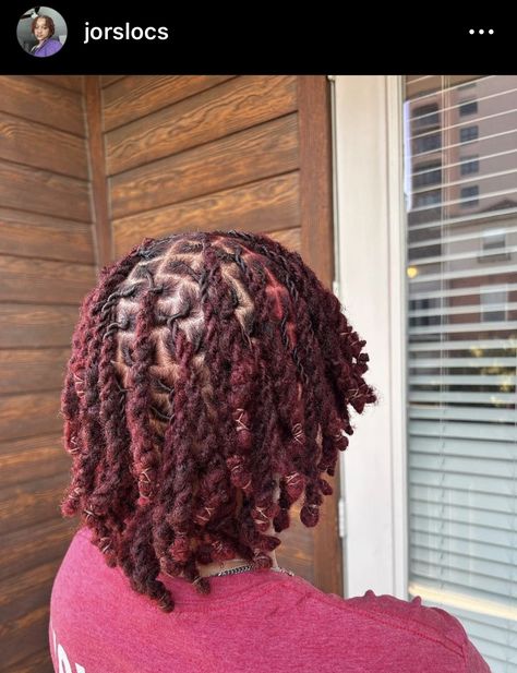 Tomboy Lifestyle, Loc Twist Styles For Women, Locs With Red Tips, Dark Red Locs Black Women, Burgundy Dreadlocks Black Women, Dread Colors, Burgandy Locs On Black Women, Red Hair Dreadlocks, Loc Knots