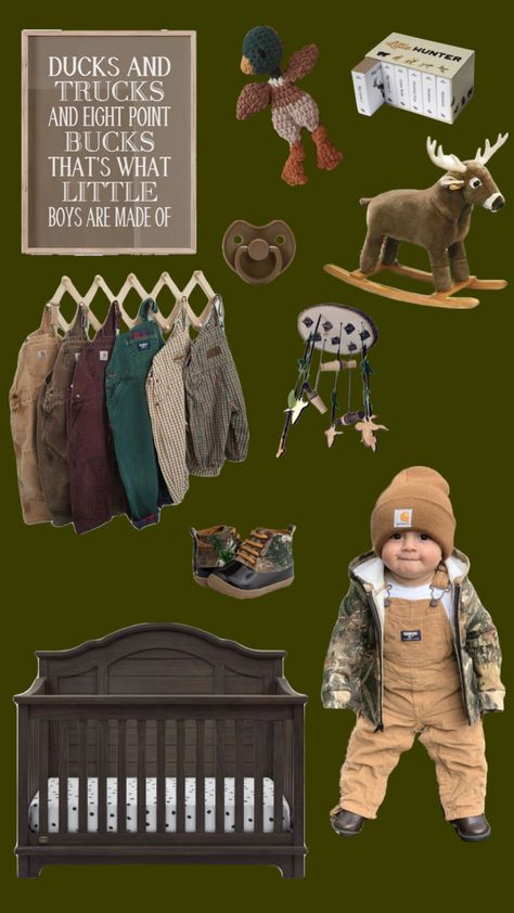 Created by bootedupboho on Shuffles Little Hunter Nursery, Rustic Country Nursery, Country Nursery Ideas Rustic, Deer Hunting Nursery, Country Cottage Nursery, Duck Hunting Themed Nursery, Country Nursery Baby Boy, Hunting Nursery Ideas, Hunting Fishing Nursery