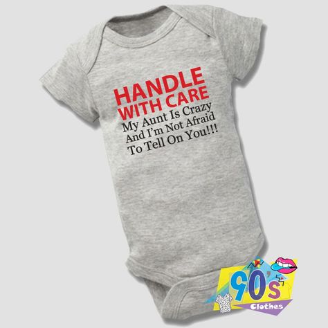 Handle With Care Crazy Aunt Baby Onesie Aunt Baby Clothes, Aunt Baby, Baby Aunt, Crazy Aunt, Baby Birthday Gift, Cotton Baby Clothes, 90s Clothes, Custom Baby Onesies, Baby Boy Shirts