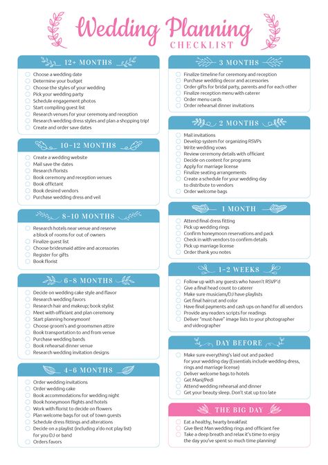 One-page printable wedding planning checklist to help you organize your wedding the best way. It is divided into 11 timeline sections: +12 months:  10-12 months 8-10 months 6-8 months 4-6 months 3 months 2 months 1 month 1-2 weeks day before the big day Each section has the most common activities you have to complete during this period of time. All templates are available in A4, A5, Letter and Half Letter sizes.  #weddingbindertemplates #weddingchecklistpdf #weddingguestlist #organization #Plann Wedding Checklist Timeline Printable, Wedding Task List, Small Wedding Planning Checklist, Wedding Checklist Template, Complete Wedding Checklist, Wedding Planning Checklist Printable, Wedding Planning Templates, Wedding Checklist Timeline, Free Wedding Planner Printables