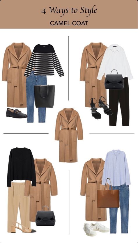 Camel Coat Outfit, Fashion Capsule Wardrobe, Classic Capsule Wardrobe, Clothes And Shoes, Capsule Wardrobe Outfits, Travel Outfits, Capsule Outfits, Mode Casual, Wardrobe Outfits