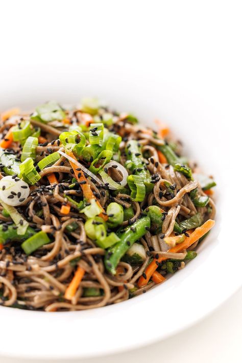 Soba Noodle Salad with Sesame Ginger Soy Vinaigrette - The Lemon Bowl® Noodle Salads, Japanese Soba Noodles, Soba Noodle Salad, Ginger Green Beans, Soba Noodles Salad, Soba Noodle, Lemon Bowl, Best Pasta Salad, Sesame Ginger