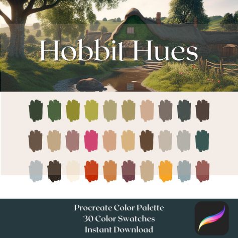 Cottagecore Color Palette, Earth Colour Palette, Hobbit Party, Procreate Palette, Procreate Color Palette, Cool Color Palette, Hex Color Palette, Color Pallete, Forest Color