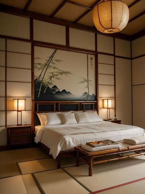 Room Decor Japanese Style, Japanese Room Aesthetic, Bedroom Japanese Style, Asian Inspired Bedroom, Asian Style Bedrooms, Japanese Inspired Bedroom, Asian Bedroom, Japanese Style Bedroom, Chinese Style Interior