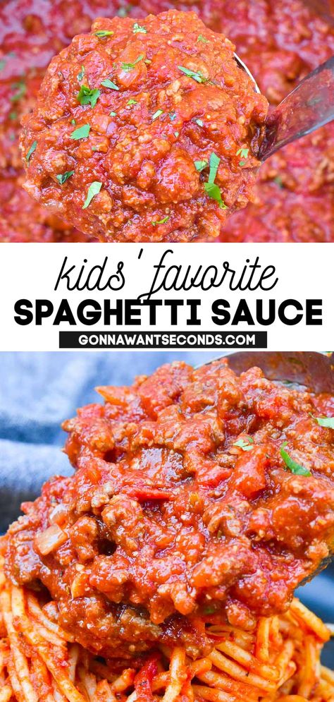 Spaghetti Sauce pouring over pasta Spaghetti Sauce Sweet, Sweet Pasta Sauce Recipes, Wedding Gift Spaghetti Sauce, Jarred Spaghetti Sauce Recipes, Easy Spaghetti Recipes With Jar Sauce, Sweet Spaghetti Recipes, Homemade Sweet Spaghetti Sauce, Sweet Spaghetti Sauce Recipe, Millionaire Spaghetti Recipe