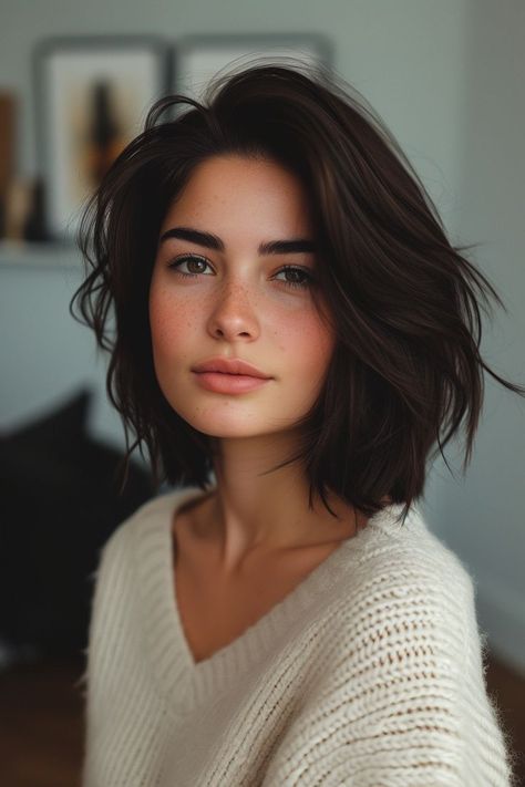 Embrace easy maintenance with 19 short wavy bob hairstyles for 2024. Perfect for the woman on the go who doesn't want to compromise on style. Wavy Bob Haircuts, Thick Wavy Hair, Wavy Bob Hairstyles, Short Brown Hair, Hair Inspiration Short, Shoulder Length Hair Cuts, Short Bob Hairstyles, Short Hairstyles For Women, Womens Haircuts