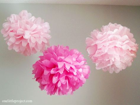 As promised here is the step by step tutorial for how to make tissue paper pom poms, also known as tissue paper balls, or tissue paper poofs.  These are surprisingly quick to put together and add an easy burst of colour to any room or party! You can get tissue … Make Tissue Paper Pom Poms, Tissue Paper Ball, Tissue Paper Crafts, Tissue Pom Poms, Paper Balls, Tissue Paper Pom Poms, Paper Pom Poms, Tissue Paper Flowers, Birthday Surprise