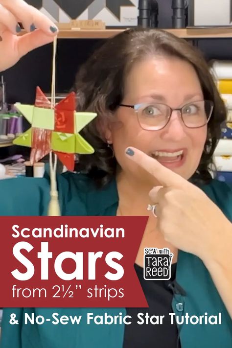 No Sew Fabric Stars - How to make a Scandinavian Star Ornament. Video tutorial for DIY Christmas Ornaments from fabric. Quilted Star Christmas Ornaments, Scandinavian Stars Christmas Ornament, Scandinavian Christmas Star Diy, Fabric Stars Ornaments No Sew, Scandanavian Star Ornaments, Nordic Christmas Ornaments Diy, Fabric Stars Ornaments How To Make, No Sew Fabric Stars, Scandinavian Folded Star Ornament