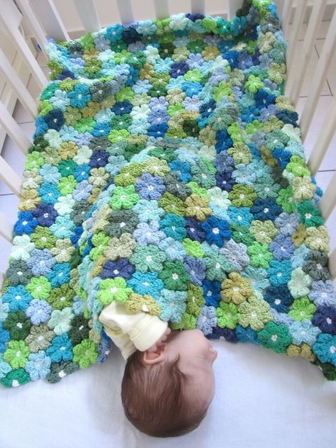 Floral Baby Blanket | This was a gift for my new-born nephew… | Flickr Crochet Puff Flower, Crochet Flower Blanket, Puff Flower, Newborn Crochet Patterns, Floral Baby Blanket, Confection Au Crochet, Flower Blanket, Crochet Simple, Haken Baby