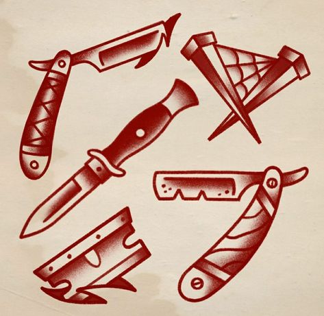 Old School Sketch, Old School Knife Tattoo, Old School Tattoo Design Black, American Traditional Switchblade Tattoo, Pocket Knife Tattoo American Traditional, Knife Heart Tattoo Traditional, Knife Trad Tattoo, Traditional Tattoos, Traditional Tattoo Outline