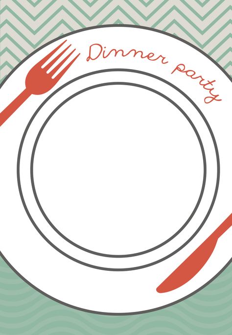 Dinner Plate - Free Printable Dinner Party Invitation Template | Greetings Island Dinner Party Template, Dinner Party Invitations Template, Party Invitations Templates Free, Dinner Invitation Design, Cookbook Cover Design, Cookbook Cover, Lunch Invitation, Party Invitation Design, Backyard Dinner Party