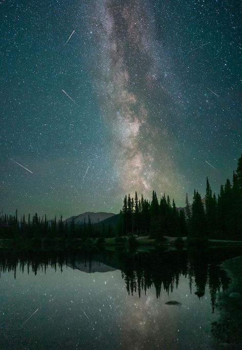 Alberta Aurora Chasers | Some photos from the Perseid meteor shower last night in Kananaskis 🌌 Meteor Shower Aesthetic, Shower Artwork, 2024 Background, Future Timeline, Perseid Meteor Shower, Stars Space, Star Trails, Meteor Shower, Galaxies Stars