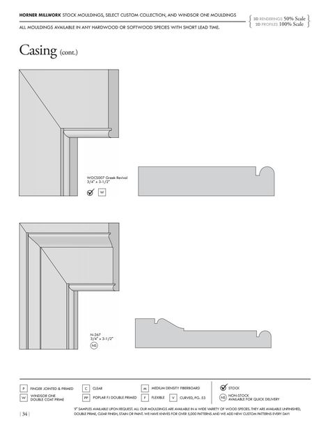 Over 60 years ago Horner Millwork began a pursuit to produce beautiful millwork for the local building community. Today as an industry leader, our product offering includes a wide variety of windows, doors, kitchens, and stairs, and our moulding collection has reached well over three thousand unique profiles. We are pleased to present this collection of some of our most popular moulding profiles. Door Moulding Design, Ncidq Exam, Moulding Styles, Moulding Door, Moulding Detail, Door Moldings, Moulding Design, Window Moulding, Ceiling Crown Molding