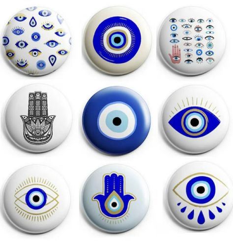 Evil Eye Rock Painting, Yoga Crafts, Greek Vibes, Evil Eye Art, Rock Painting Patterns, Dot Art Painting, Rock Painting Art, Pebble Painting, Painted Stones