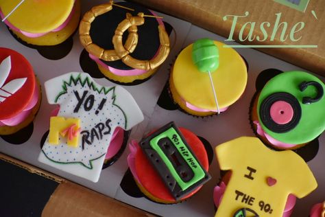 90s hip hop cupcakes, yo MTV raps cupcakes old school cupcakes 90s Cupcake Toppers, Hip Hop Cupcake Ideas, 90s Themed Cupcakes, Hip Hop Cupcakes, 90s Cupcakes, Hip Hop Birthday Party, 90s Party Ideas, Yo Mtv Raps, 90s Party Decorations