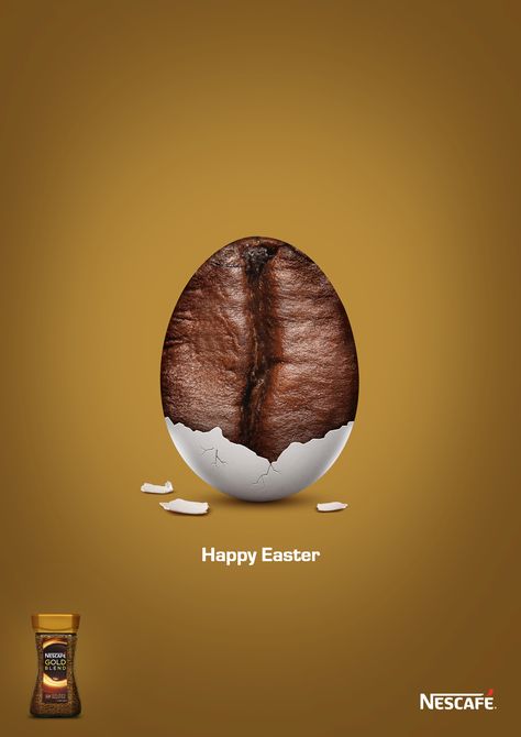 Nescafé Gold Easter Ad.I made it just for fun! Coffee Ads, Nescafe Gold, Coffee Advertising, Visual Metaphor, Creative Advertising Design, 광고 디자인, Publicidad Creativa, Coffee Poster, Poster Ads