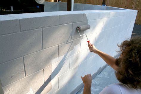 Little Things Bring Smiles: .How To Paint Cinder Block. Paint Cinder Blocks, Cinder Block House, Concrete Block Walls, Cinder Block Garden, Cinder Block Walls, Cement Blocks, Cinder Blocks, Block Painting, Exterior Renovation