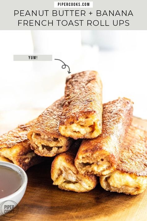 Easy Homemade French Toast, Toast Roll Ups, Homemade French Toast, Butter Banana Bread, Banana Roll, Easy French Toast Recipe, French Toast Roll Ups, French Toast Rolls, Peanut Butter Banana Bread