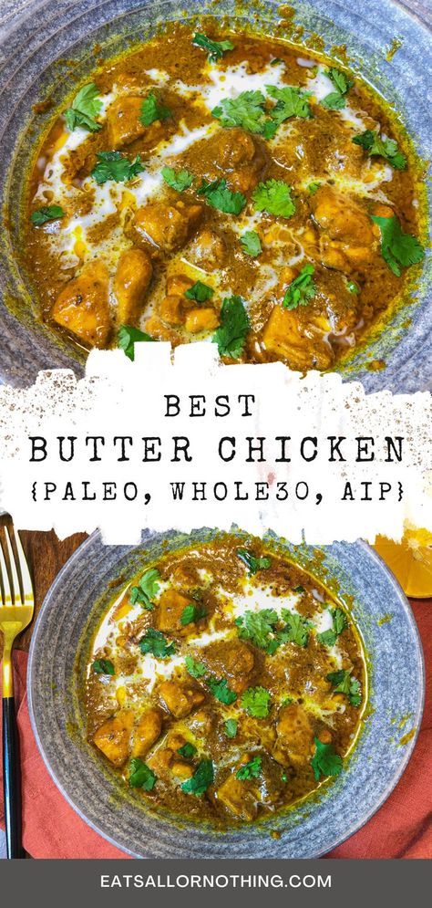 Butter Chicken, (known as Murgh Makhani) is a popular Indian curry with so many health benefits. This homemade recipe is packed with bold flavors, aromatics, and creaminess. You will be surprised at how authentic this dish can get while making it Paleo, Whole30, and AIP compliant. Best Butter Chicken, Murgh Makhani, Indian Chicken Recipes, Indian Butter Chicken, Around The World Food, Indian Chicken, Best Butter, Paleo Chicken, Homemade Recipe