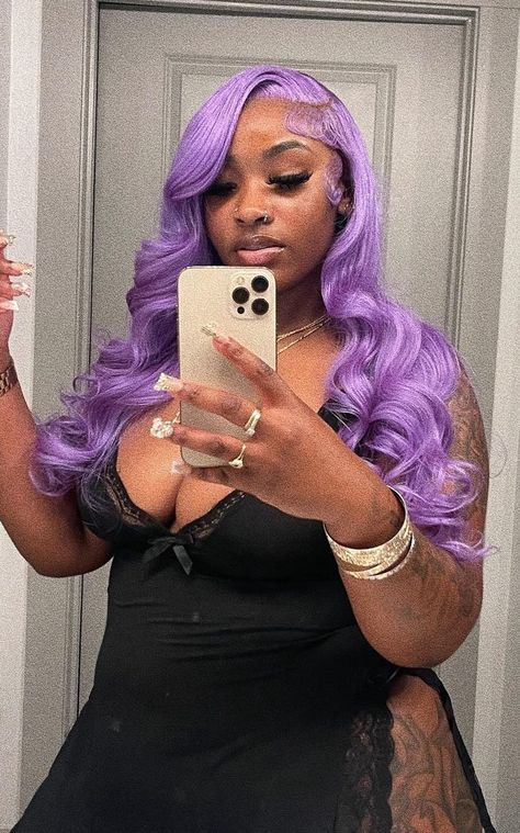 Purple Wigs Black Women, Purple Wigs, Wigs Black Women, Lace Wigs Styles, Girl Braided Hairstyles, Purple Wig, Wig Colors, Frontal Hairstyles, Pretty Hair Color