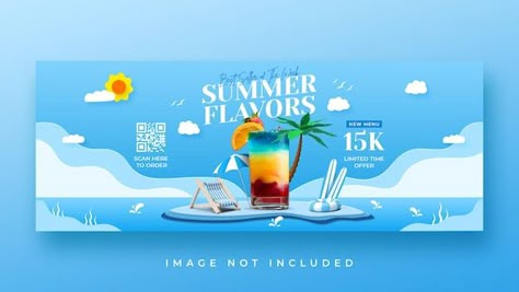 Summer Drink Menu, Catalog Design Layout, Valentine Drinks, Summer Promotion, Summer Banner, Account Management, Summer Images, Paper Cutout Art, Graphic Design Collection