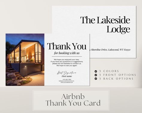 Airbnb Host Thank You Card, Airbnb Vacation Rental Card For Guests, Airbnb Business Card For Guests, Airbnb Thank You Card, airbnb QR Code Welcome Airbnb, Modern Airbnb, Vacation Rental Business, Cabin Airbnb, Lake House Cabin, Airbnb Business, Rental Business, Airbnb Rentals, Welcome Card