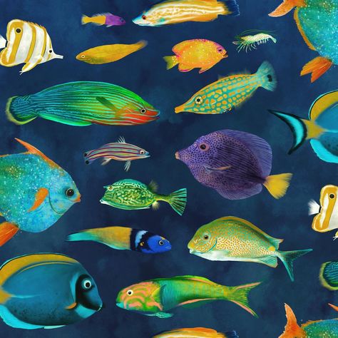 Hello fish is another piece that features in @jehane_ltd agency release. I always wonder whether fish think hello to each other…? #fish #tropicalfish #tropical #fishpattern #fabricdesign #patterndesign Available in my @spoonflower shop in 4 colours tide pool, bayou, aquatic and mangrove… link in my bio. Tide Pool, Paint Inspiration, Cruise Collection, Tide Pools, Fish Patterns, Tropical Fish, Art Inspo, Pattern Design, Fabric Design