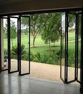 Door For Office, Broken Bridge, Folding Patio Doors, Door Window Treatments, Folding Glass Doors, Aluminum Door, Folding Door, Model House, Patio Door