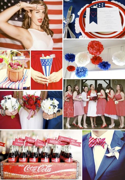 Are you excited about the Fourth of July? Don't you just love the thought of American white, red, and blue, festive fourth of July wedding? Check out our ending event to get something cool to throw your inspired wedding. # https://www.wedcoupon.com/sales July Wedding Ideas, Red White And Blue Wedding, July 4th Wedding, 4th Of July Wedding, White And Blue Wedding, Blue Wedding Theme, Patriotic Wedding, Red Wedding Theme, Military Wedding