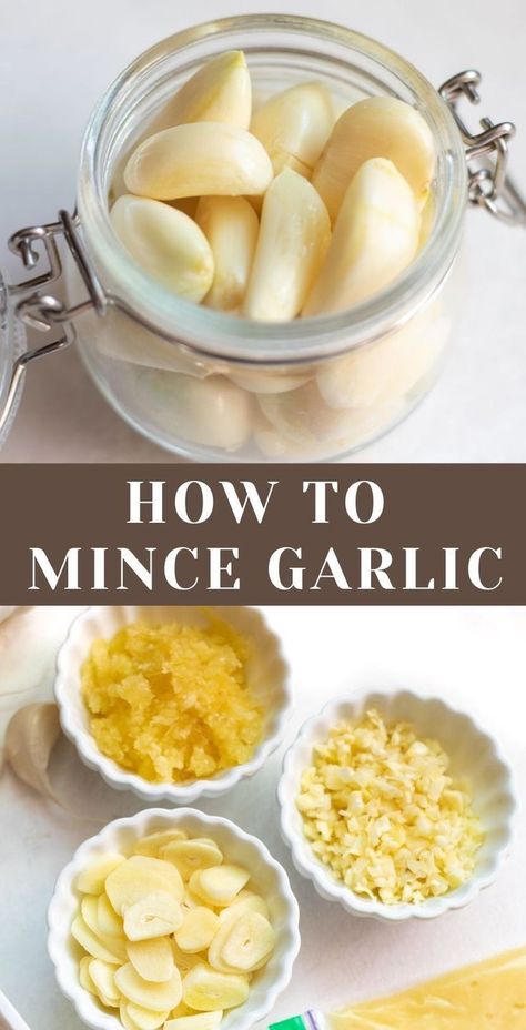 Tips on how to peel, cut and mince garlic. How To Peel Garlic, How To Store Garlic, Garlic Garlic, Meat Free Recipes, Refreshing Salad, Cooking 101, Food Info, How To Store, Crushed Garlic