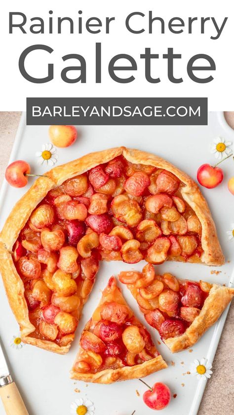 Rainer Cherry Pie, Rainer Cherry Recipes, Rainier Cherry Recipes, Rainer Cherries Recipes, Cherry Recipes Easy, Rainer Cherries, Cherry Galette Easy, Cherry Pie Premade Crust, Blueberry Cherry Galette