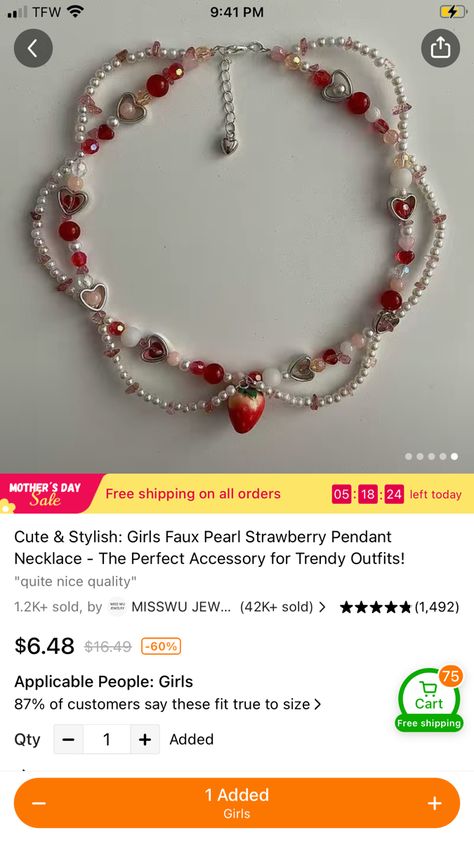 Cute Temu Finds, Temu Finds, Gold N, Girls Necklaces, Amazon Finds, Sweet Girls, Fun Things, Faux Pearl, Trendy Outfits