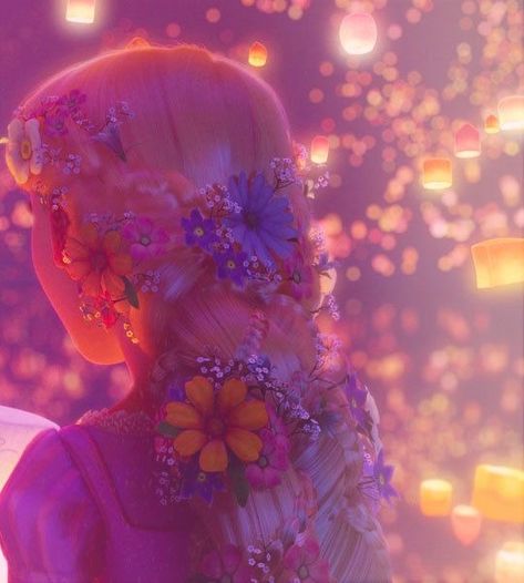 Flower Gleam And Glow, Rapunzel, Lanterns, A Woman, Flowers, Hair