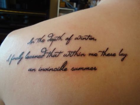 Albert Camus Tattoo, Camus Tattoo, My Own Tattoo, Poem Tattoo, An Invincible Summer, Quote Font, Invincible Summer, Summer Quote, Literary Tattoos