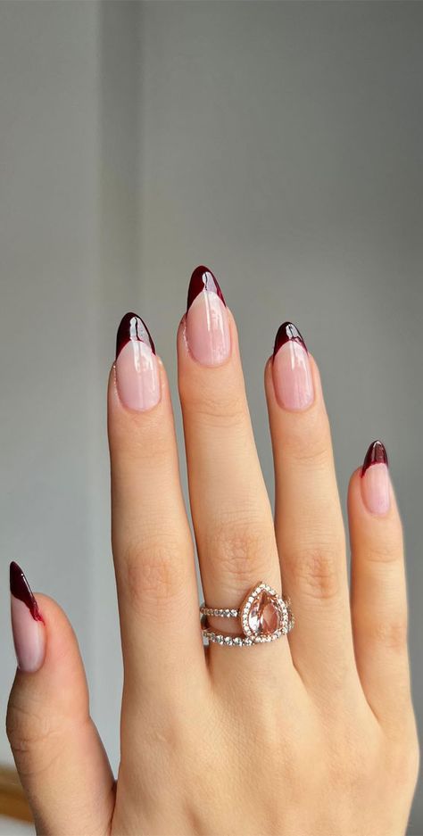 Autumn Nails, fall nails, autumn nail designs, Subtle Nails, Glam Nail Art, Autumn Nail Trends, Autumn French Manicure Subtle October Nails, Autumn French Manicure, Autumn French Tip Nails, November Nails, French Tip Nail Designs, October Nails, Burgundy Nails, Fancy Nails Designs, French Nail Designs