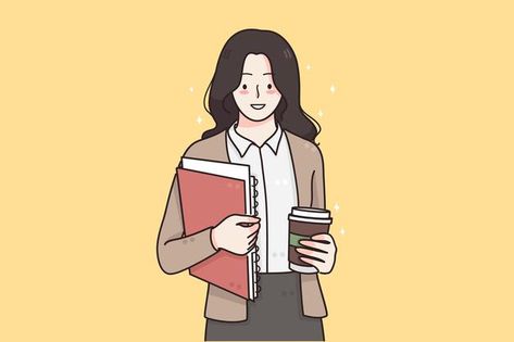 Working In Office, Korean Illustration, Success Pictures, Smile Icon, Chinese Lessons, Business Pictures, Business Woman Successful, Woman Sketch, Woman Illustration