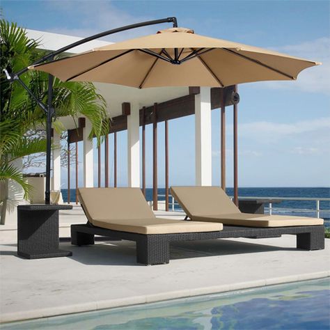 10′ Offset Hanging Patio Umbrella : $59.94 + Free S/H (reg. $199.95)  http://www.mybargainbuddy.com/10-offset-hanging-patio-umbrella-69-95-free-sh Beach Canopy, Cantilever Patio Umbrella, Offset Patio Umbrella, Garden Canopy, Pool Garden, Garden Umbrella, Outdoor Sun Shade, Cantilever Umbrella, Outdoor Market