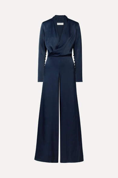 Satin Jumpsuit Outfit, Jumpsuit Satin, Jumpsuit Outfit Wedding, Classy Jumpsuit, Stile Hijab, Women Jumpsuit, Satin Jumpsuit, Woman Suit Fashion, Classy Work Outfits