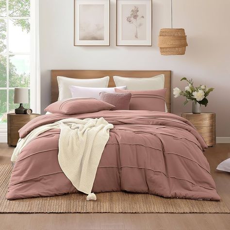 Queen Bed Comforter Set, Queen Bed Comforter, Mauve Bedding, Pink Comforter Sets, Blush Pink Bedroom, Boho Comforters, Pink Comforter, Bed Comforter, Queen Bedding