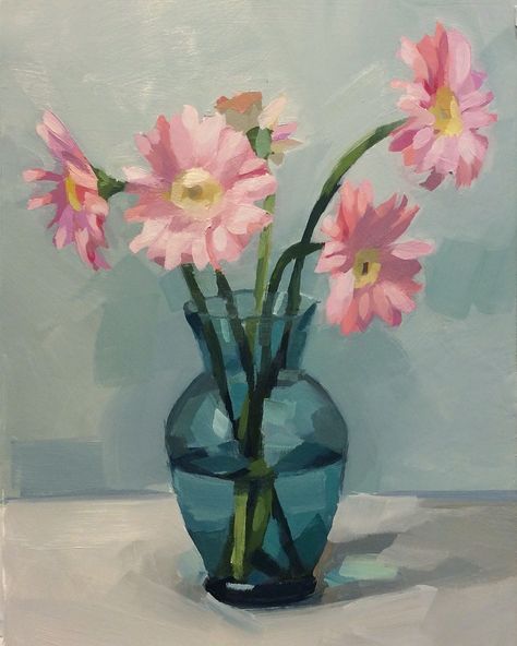 Simple Flower Vase Painting, Simple Flowers In Vase, Flower Vase Painting Acrylic, Vase Painting Acrylic, Flower In Vase Painting, Vase Of Flowers Painting, Flower Vase Painting, Flowers In Vase Painting, Easy Paintings For Beginners