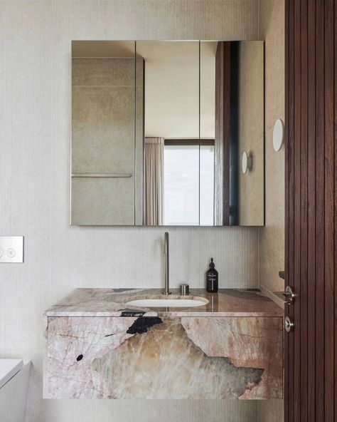 CDK Stone | The stunning Pink Patagonia at @portum.byronbay ⁣ Build by @ziegler_toddmiller ⁣ Joinery by @customkitchens_qld⁣ Tapware @abiinteriors… | Instagram Patagonia Quartzite, Pink Patagonia, Interior Boho, Bathroom Design Inspiration, The Local Project, Inverness, Beautiful Bathrooms, Interior Inspo, House Inspo